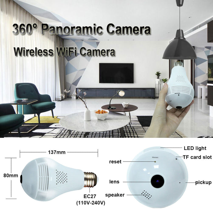 360 Degree LED Light 960P CCTV - Crazi Deals